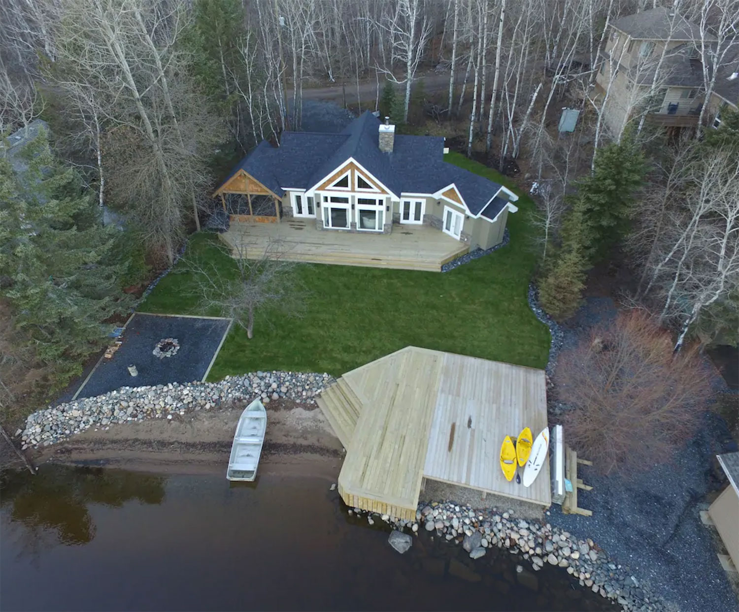 ariel view of caddy lake cabin